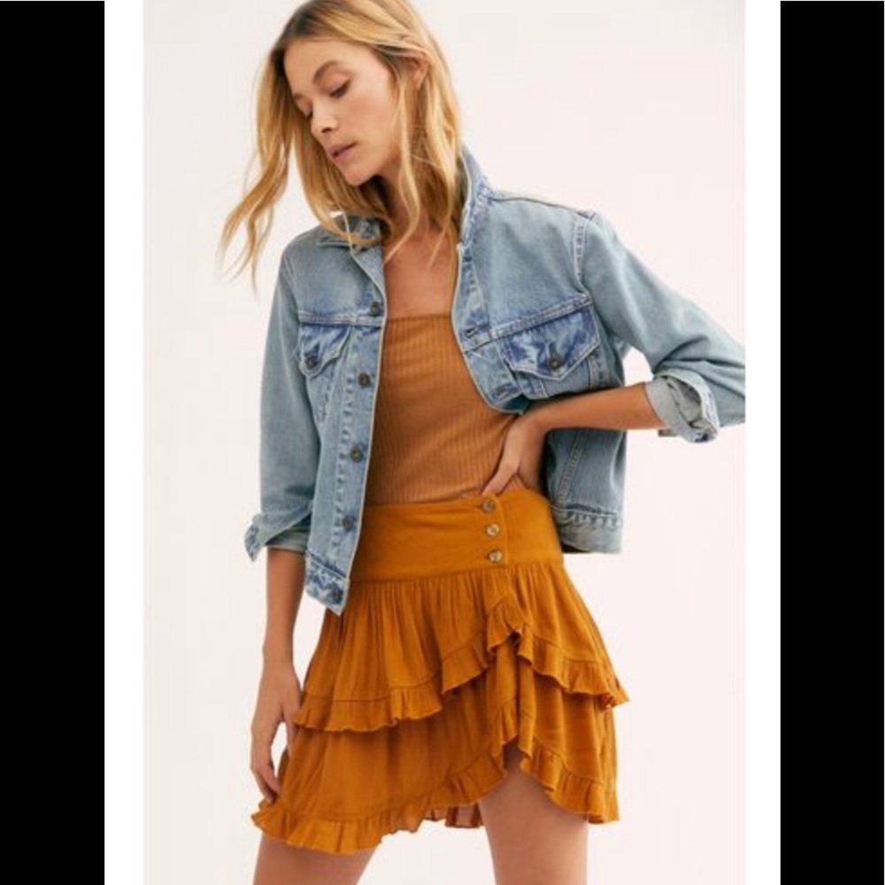 SALE NWT Free People lg Costello orange mini sk…